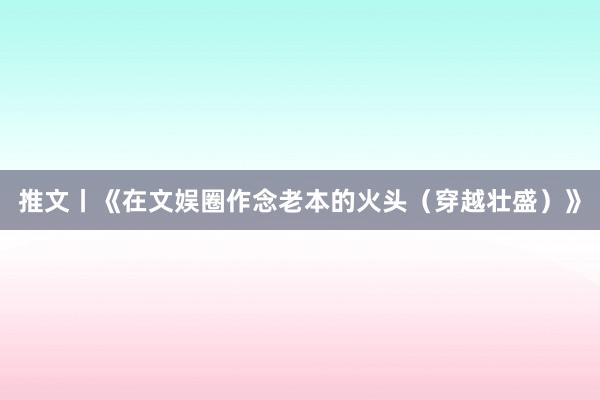 推文丨《在文娱圈作念老本的火头（穿越壮盛）》