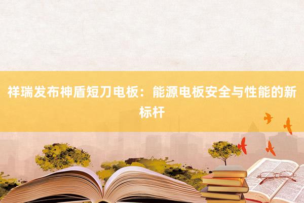 祥瑞发布神盾短刀电板：能源电板安全与性能的新标杆