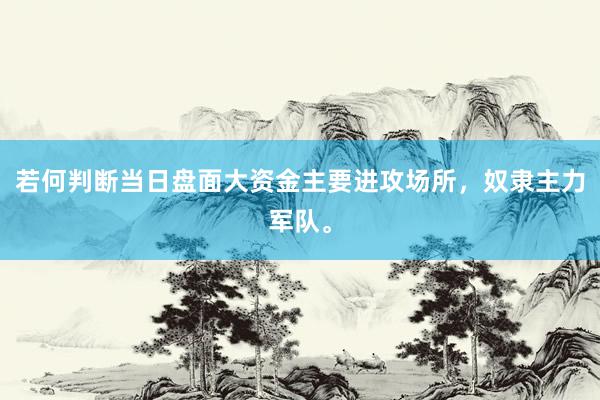 若何判断当日盘面大资金主要进攻场所，奴隶主力军队。