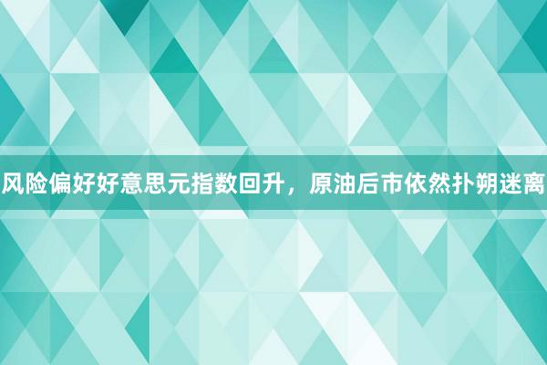 风险偏好好意思元指数回升，原油后市依然扑朔迷离