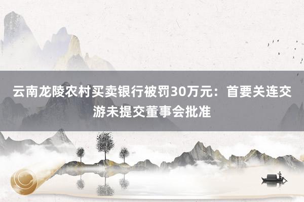 云南龙陵农村买卖银行被罚30万元：首要关连交游未提交董事会批准