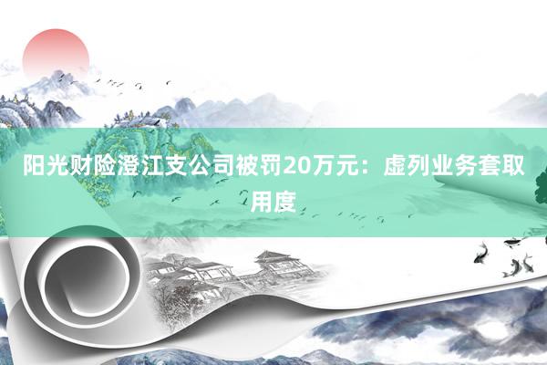 阳光财险澄江支公司被罚20万元：虚列业务套取用度