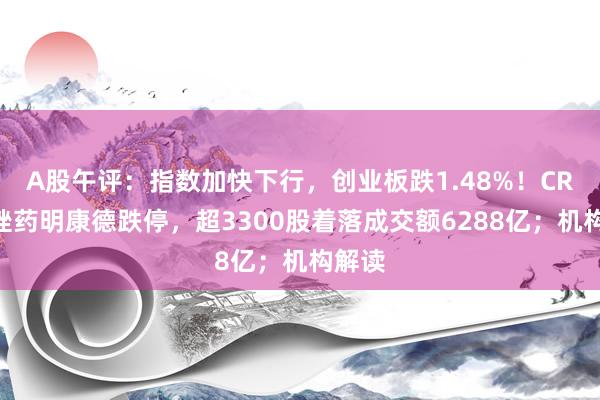 A股午评：指数加快下行，创业板跌1.48%！CRO下挫药明康德跌停，超3300股着落成交额6288亿；机构解读