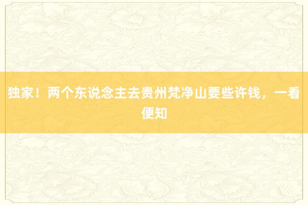 独家！两个东说念主去贵州梵净山要些许钱，一看便知