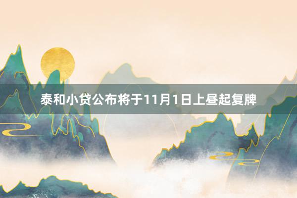 泰和小贷公布将于11月1日上昼起复牌