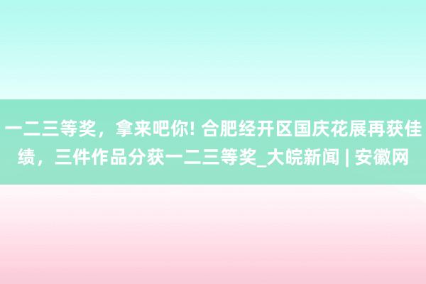 一二三等奖，拿来吧你! 合肥经开区国庆花展再获佳绩，三件作品分获一二三等奖_大皖新闻 | 安徽网